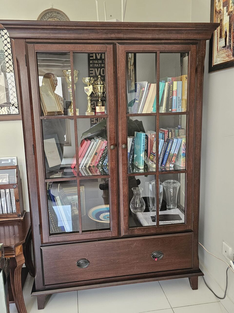 Manama, Furniture, BHD 70,  Exquisite Cherry Wood Glass Display Cabinet