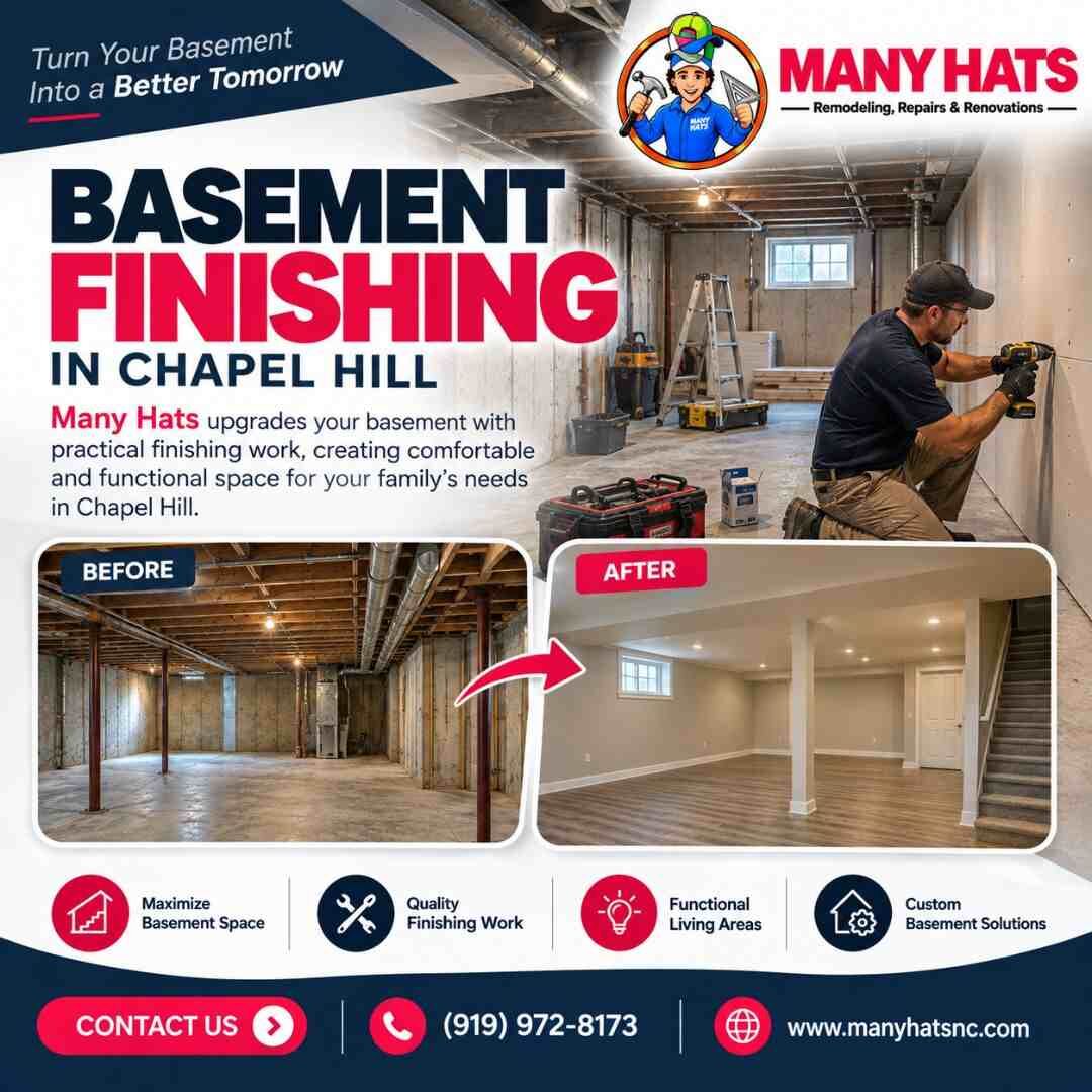 New York, Construction, Basement Finishing In Chapel Hill | Manyhats