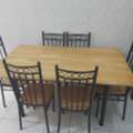 SAR 385,  Wooden / Steel  Dining Table In Excellent Condition + 6 Chairs Like New 1.5m X 1m ( Strong