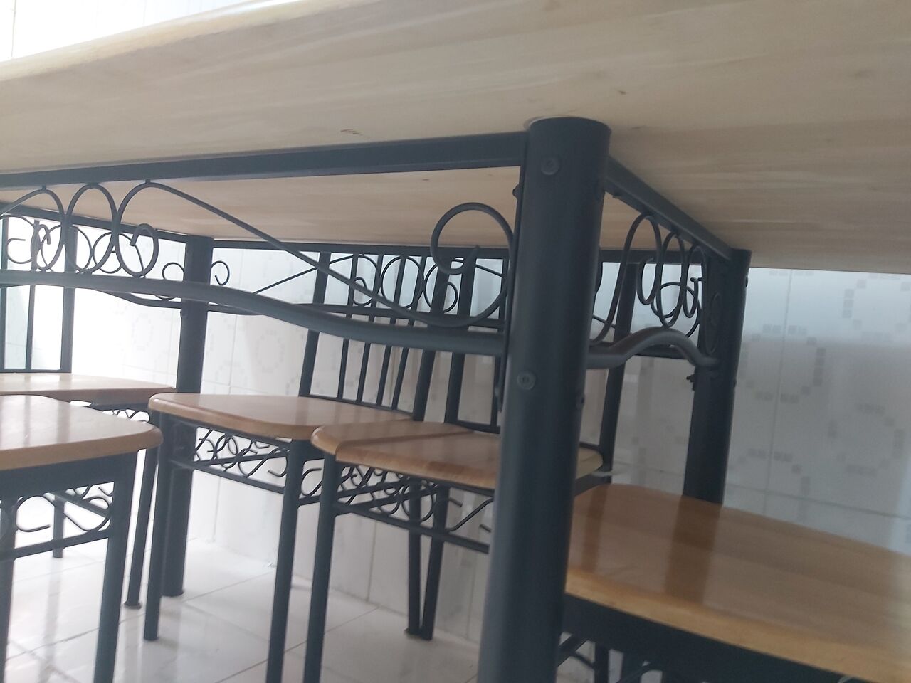 Dammam, Furniture, SAR 385,  Wooden / Steel  Dining Table In Excellent Condition + 6 Chairs Like New 1.5m X 1m ( Strong