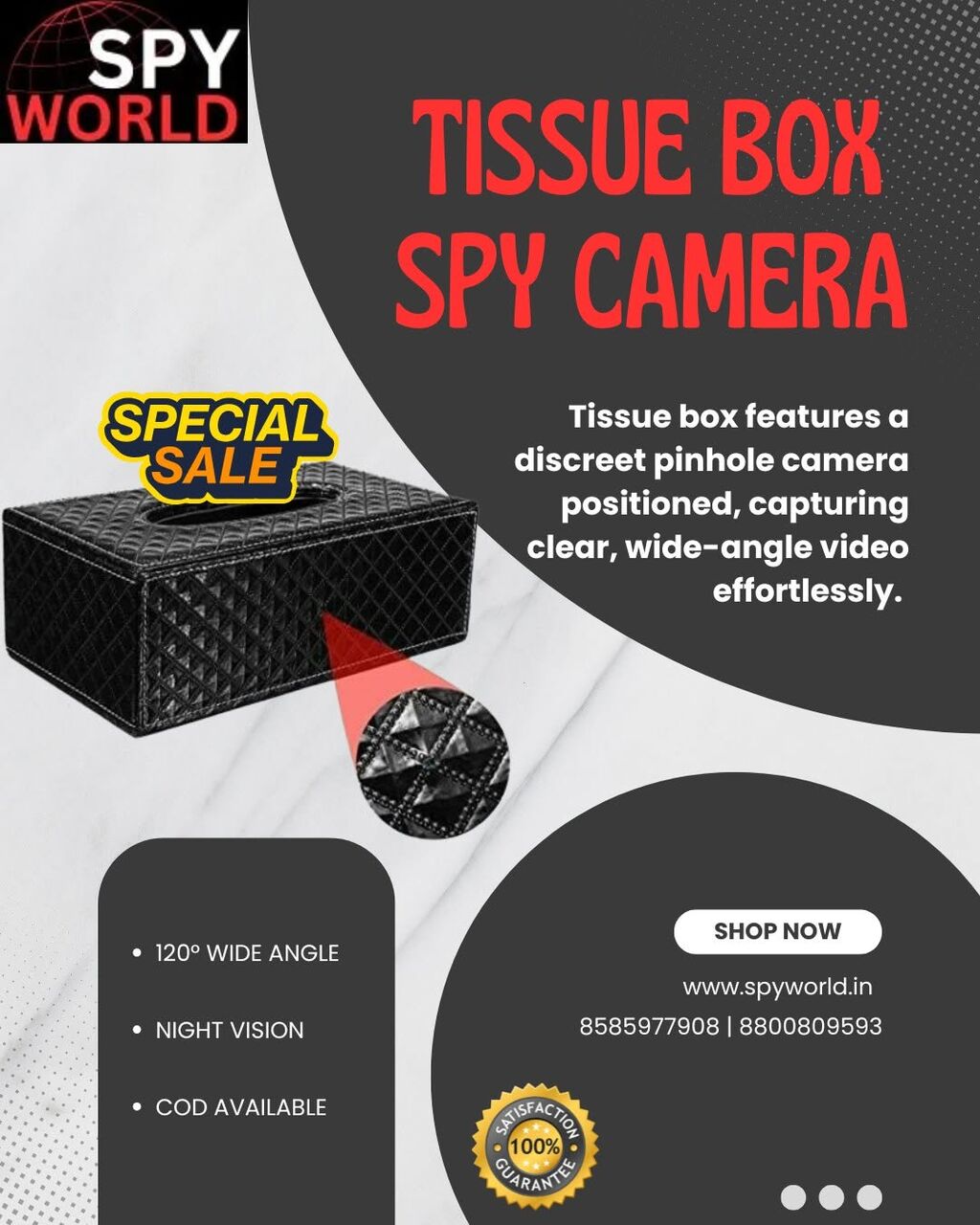 New Delhi, Electronics, INR 4500,  Best Tissue Box Spy Camera Shop In Saket &ndash; 8585977908 &ndash; Spy World