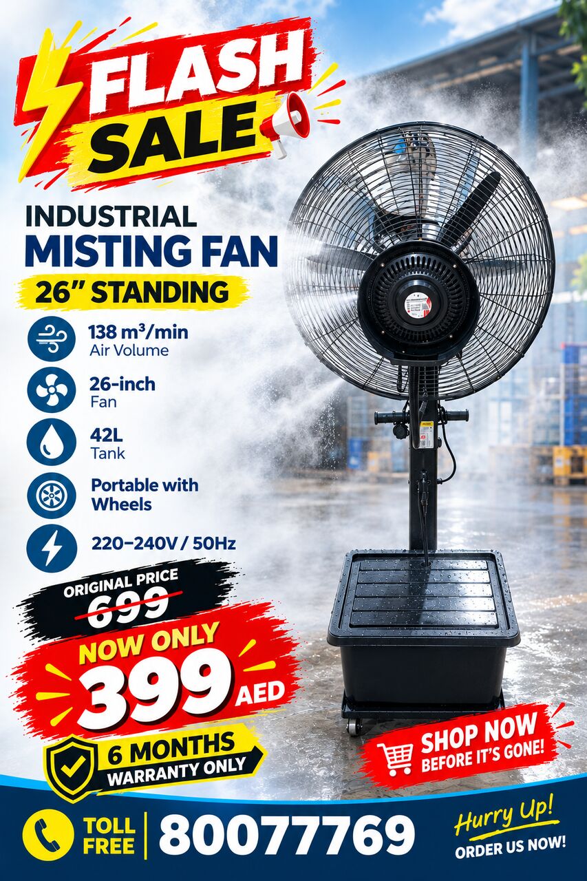 Dubai, Appliances, AED 399,  FLASH SALE &ndash; 26&rdquo; Industrial Misting Fan | ONLY AED 399