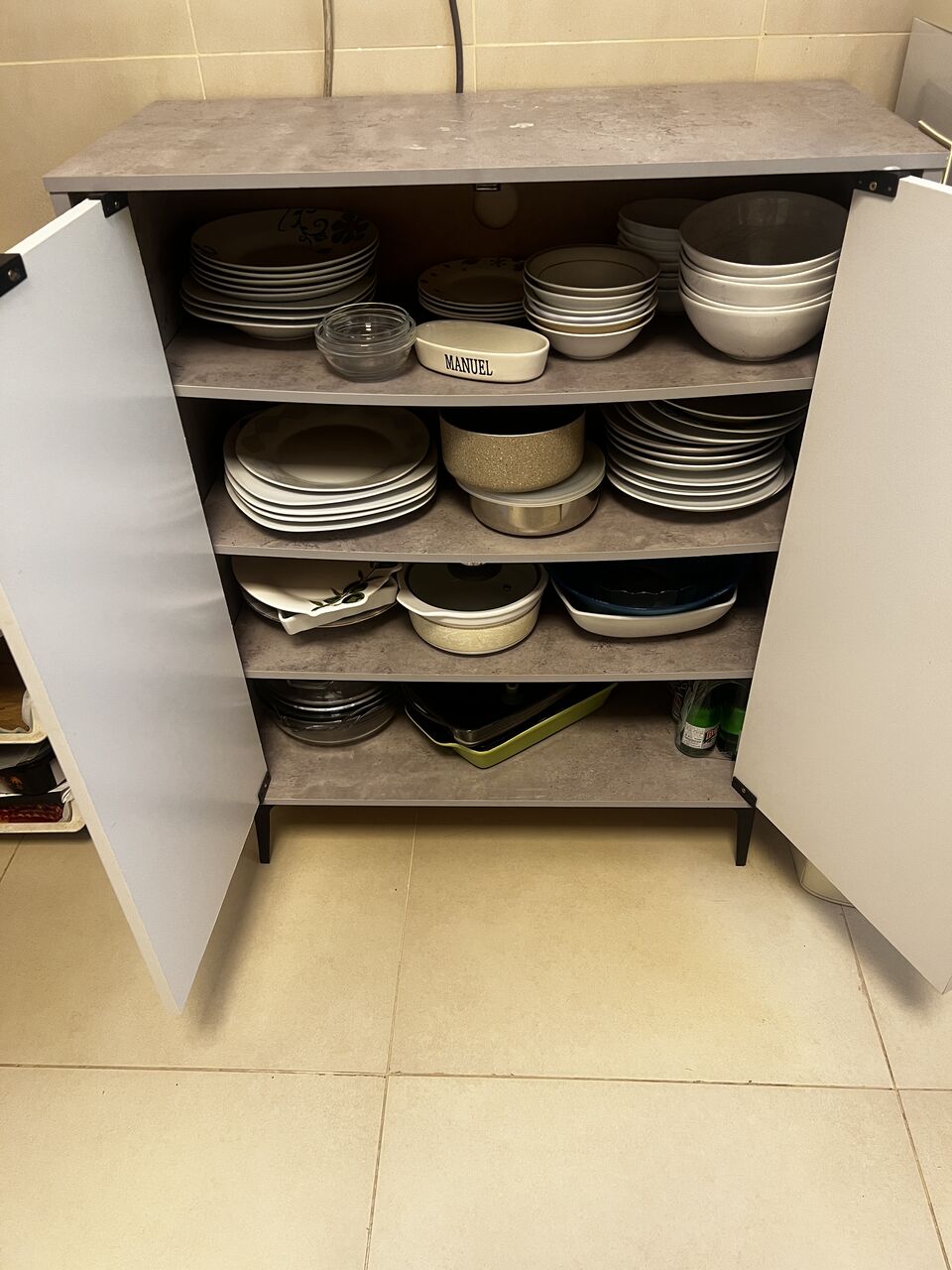 Al Khalidyia, Furniture, SAR 100,  Storage Unit &ndash; 2 Doors + 4 Shelves &ndash; Grey & White