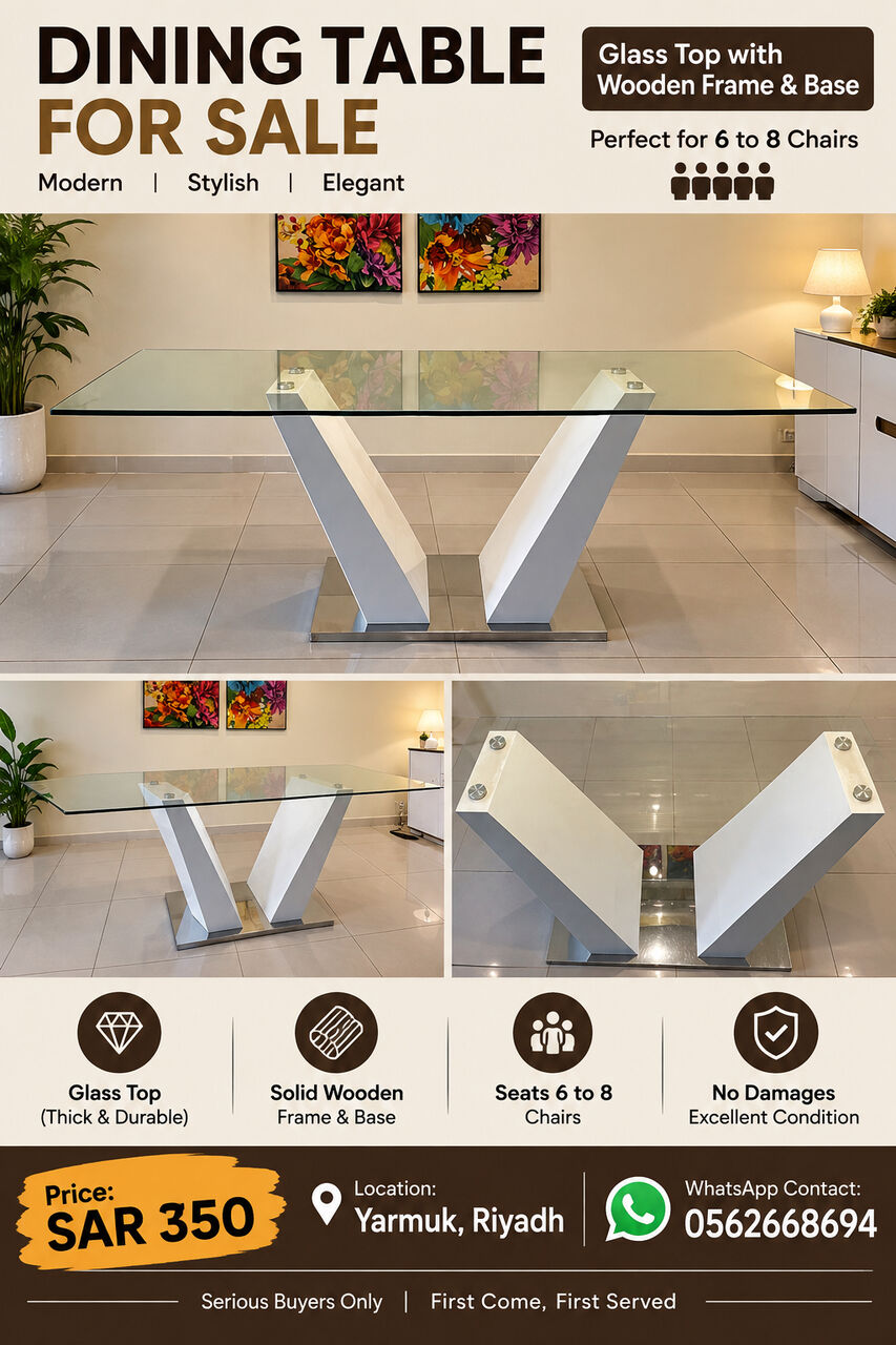 Al Yarmouk, Furniture, SAR 350,  Dinning Table