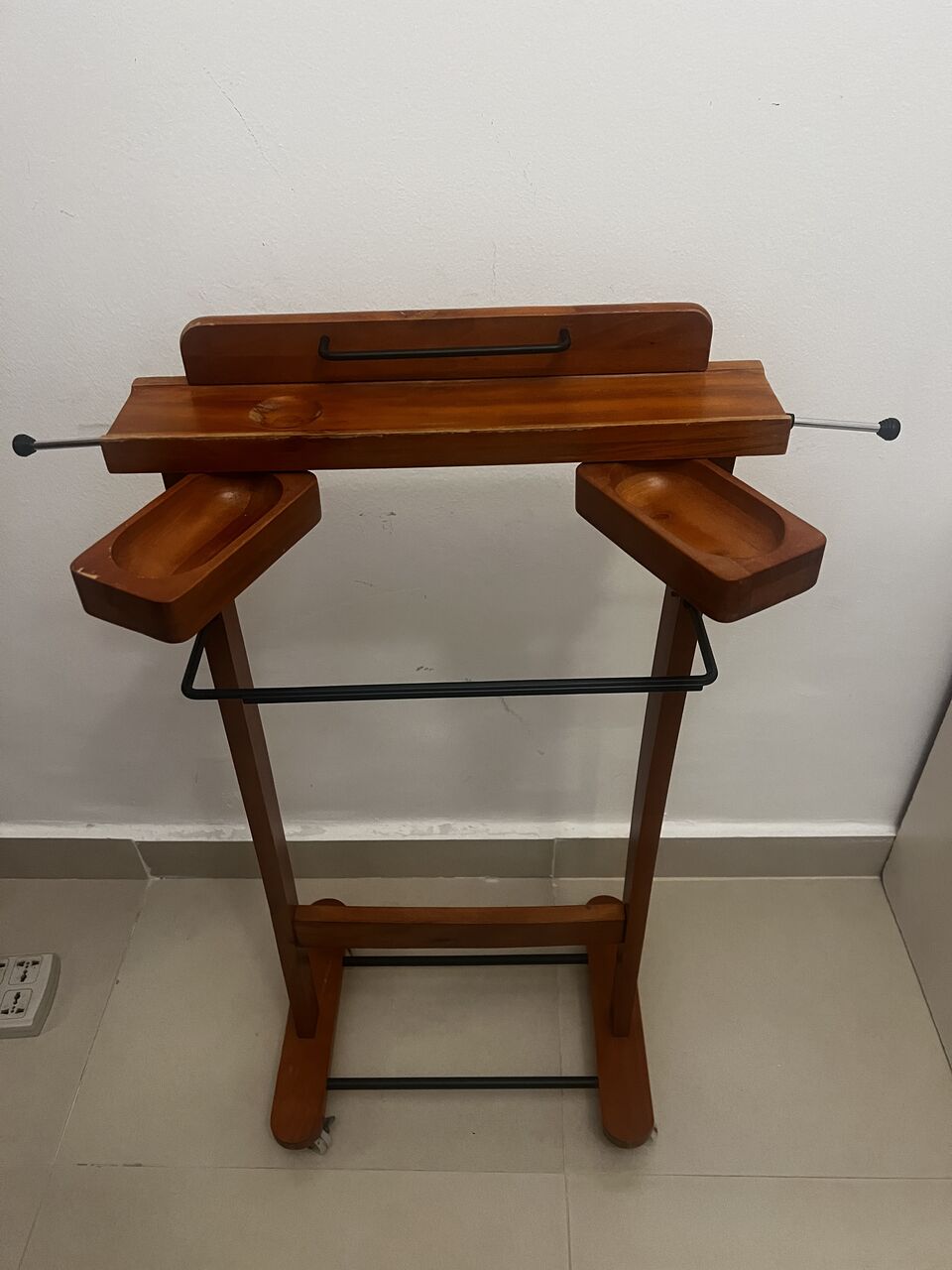 Al Khalidyia, Household Items, SAR 120,  Wooden Valet Stand &ndash; Mid-Century Style Butler Stand