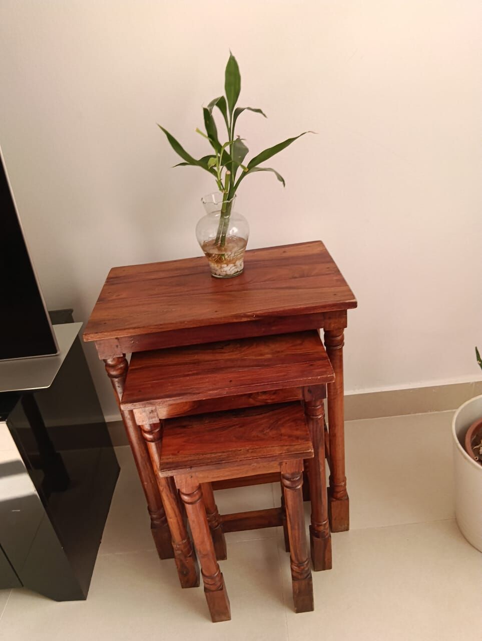 Al Khalidyia, Household Items, SAR 175,  Wooden Nesting Tables Set Of 3 &ndash; Solid Wood Side Tables &ndash; 175 SAR