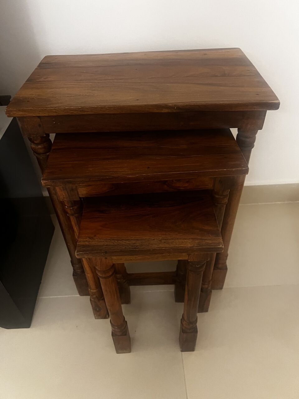 Al Khalidyia, Household Items, SAR 175,  Wooden Nesting Tables Set Of 3 &ndash; Solid Wood Side Tables &ndash; 175 SAR