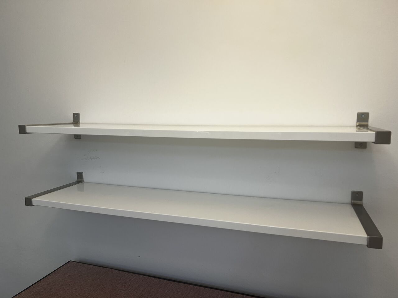 Al Khalidyia, Household Items, SAR 75,  Wall Shelf Set &ndash; White With Nickel Brackets &ndash; 75 SAR