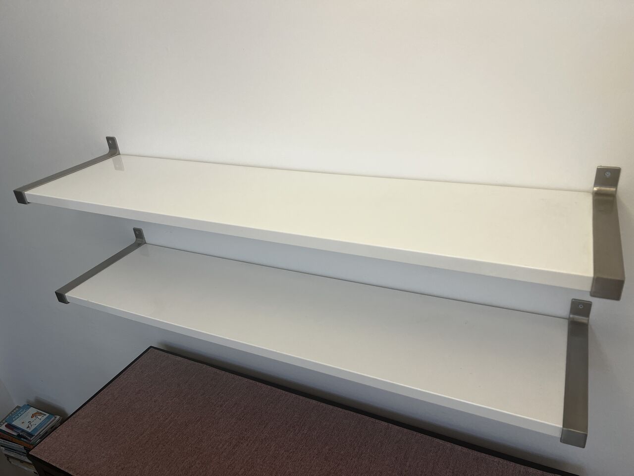Al Khalidyia, Household Items, SAR 75,  Wall Shelf Set &ndash; White With Nickel Brackets &ndash; 75 SAR
