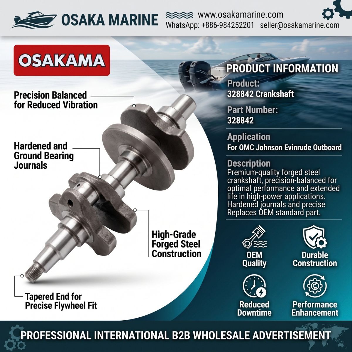 Quito, Auto Parts, USD 99999,  CRANKSHAFT - 328842 / 0328842 FOR OMC / JOHNSON / EVINRUDE