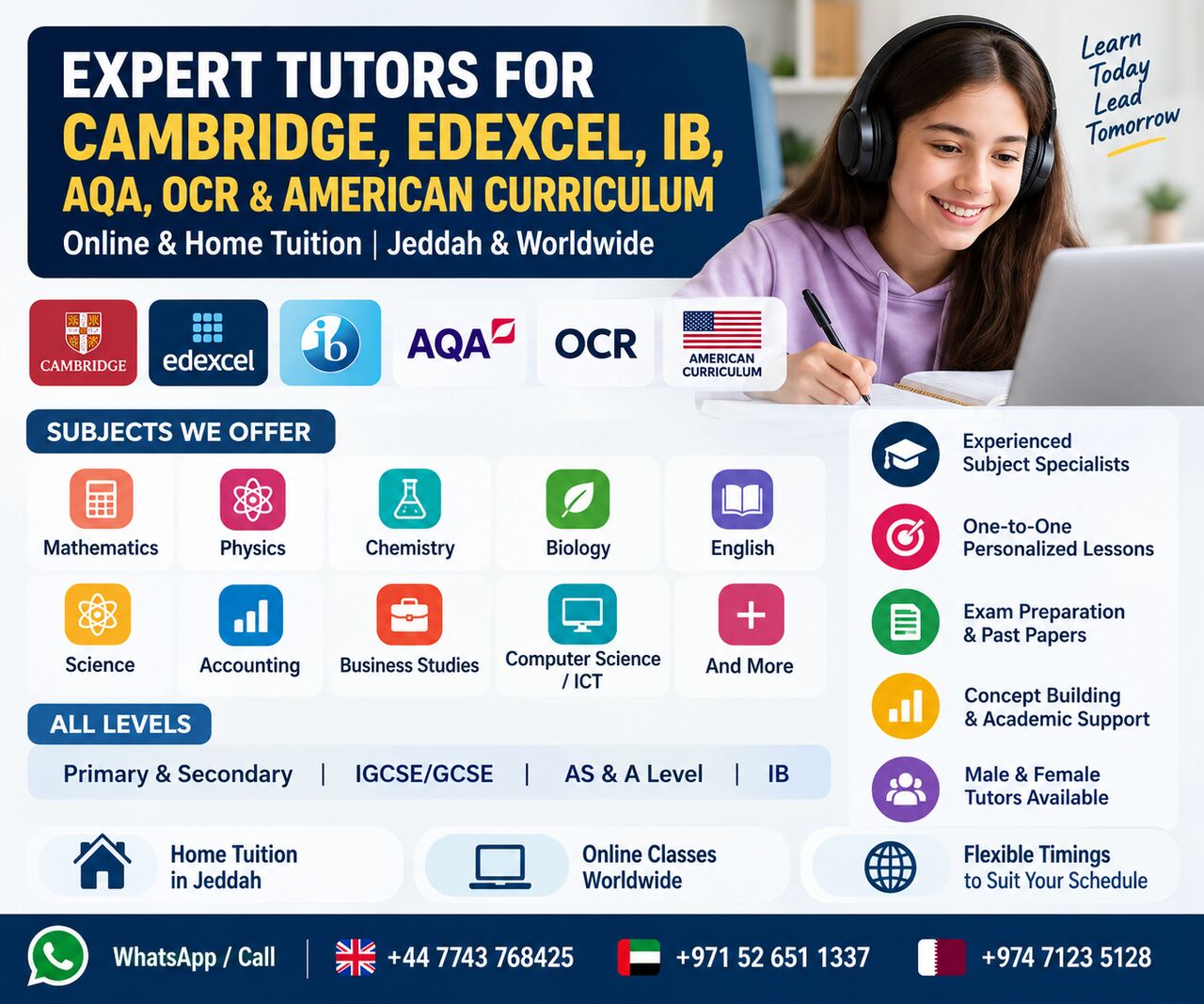 Al Aziziyah, Lessons Offered, Expert Tutors For Cambridge, Edexcel, IB, AQA, OCR & American Curriculum | Online & Home T