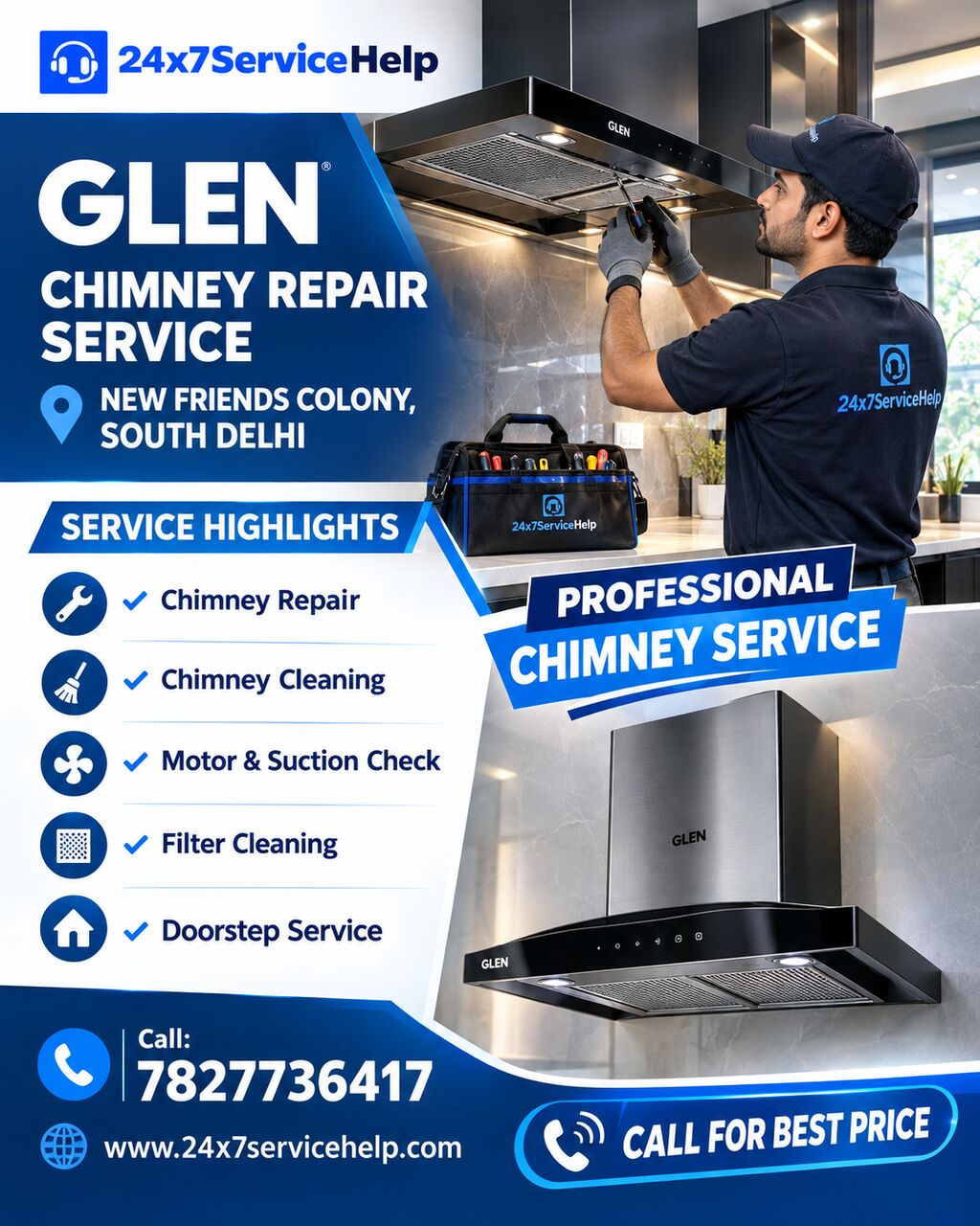 New Delhi, Appliance Repair, Reliable Kitchen Ventilation Support With Glen Chimney Repair Service In New Friends Colon
