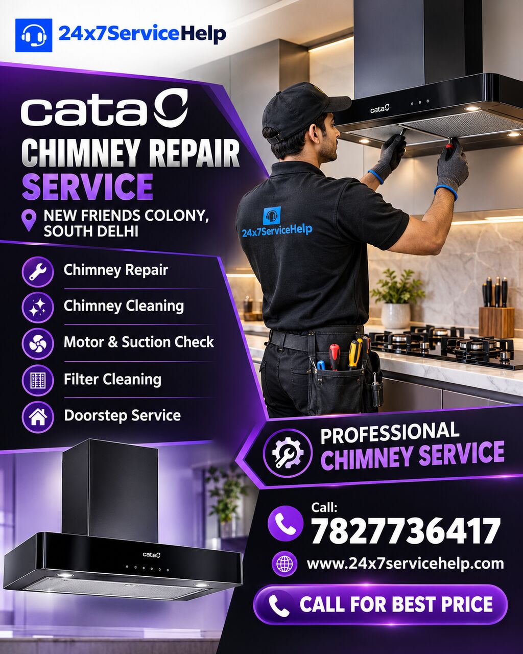 New Delhi, Appliance Repair, Convenient Kitchen Chimney Support With Cata Chimney Repair Service In New Friends Colony
