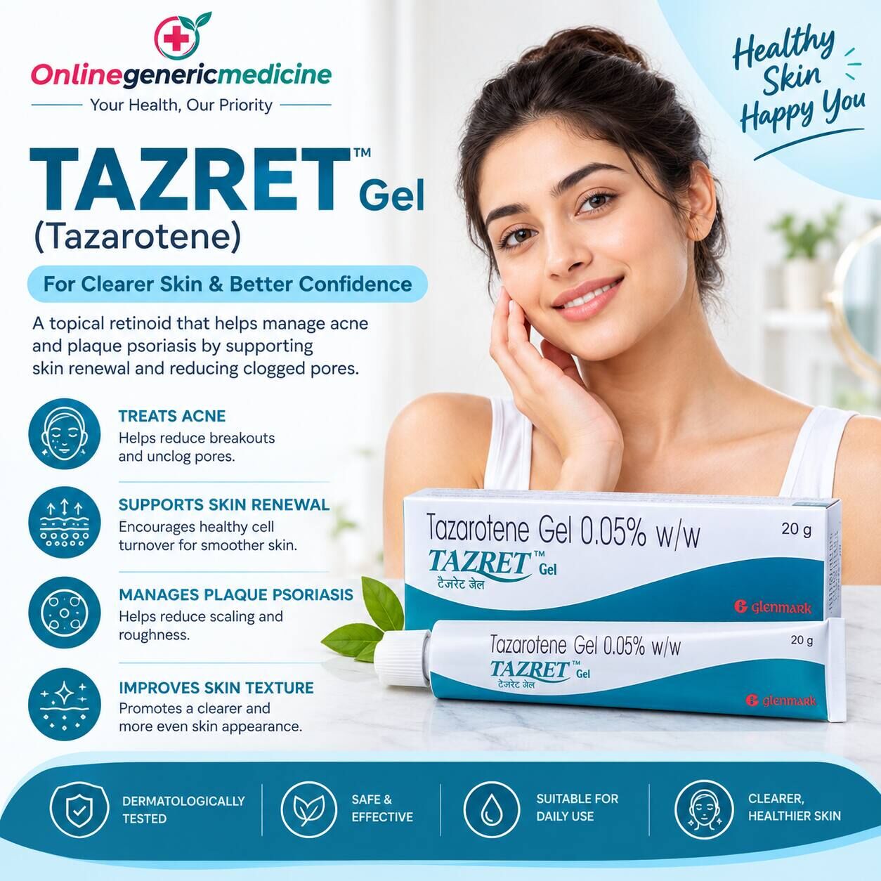 New York, Health & Beauty Items, USD 11,  Tazret Gel (Tazarotene): Acne & Psoriasis Skin Care | Online Generic Medicine
