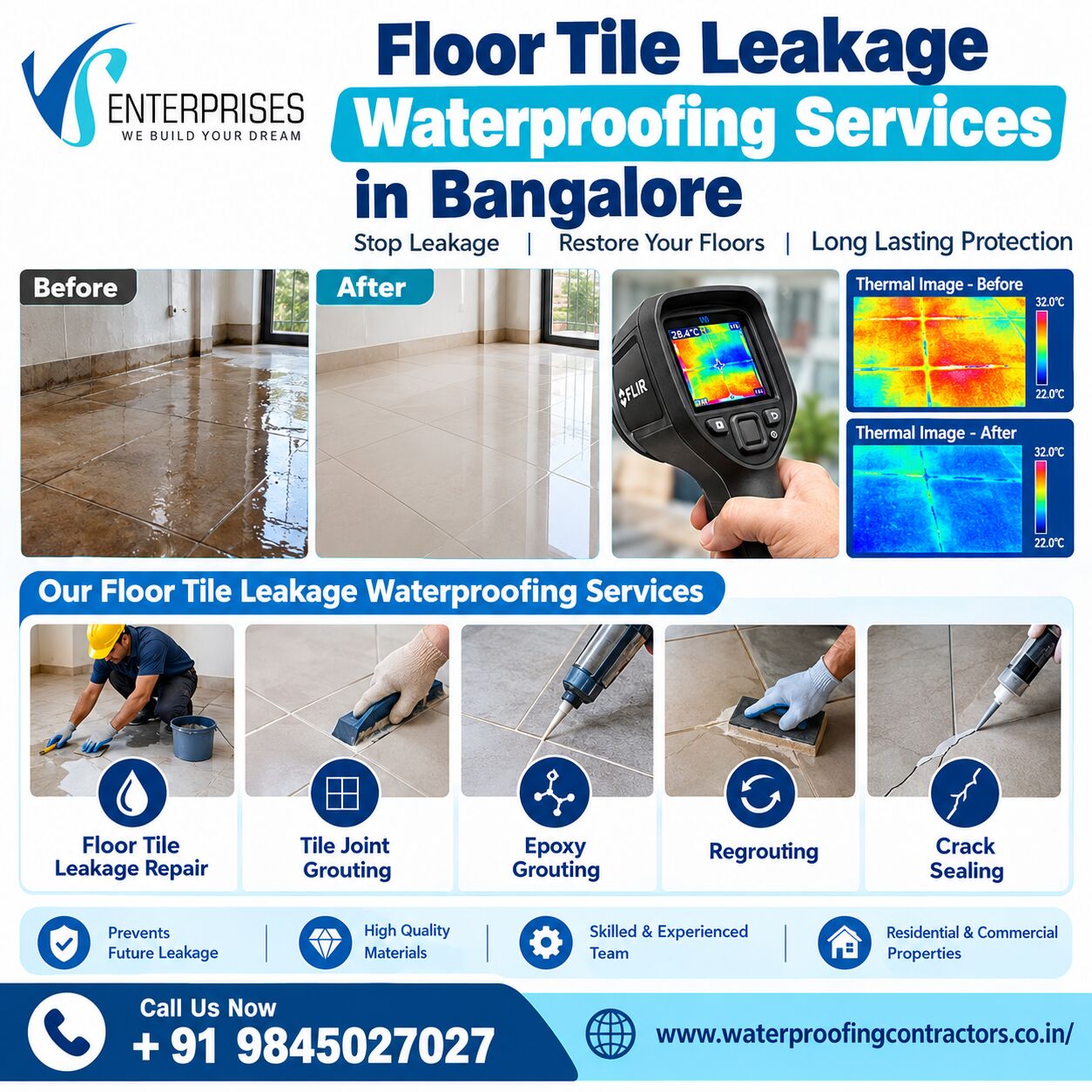 Bangalore, Construction, Floor Tile Leakage Waterproofing Services In Bangalore
