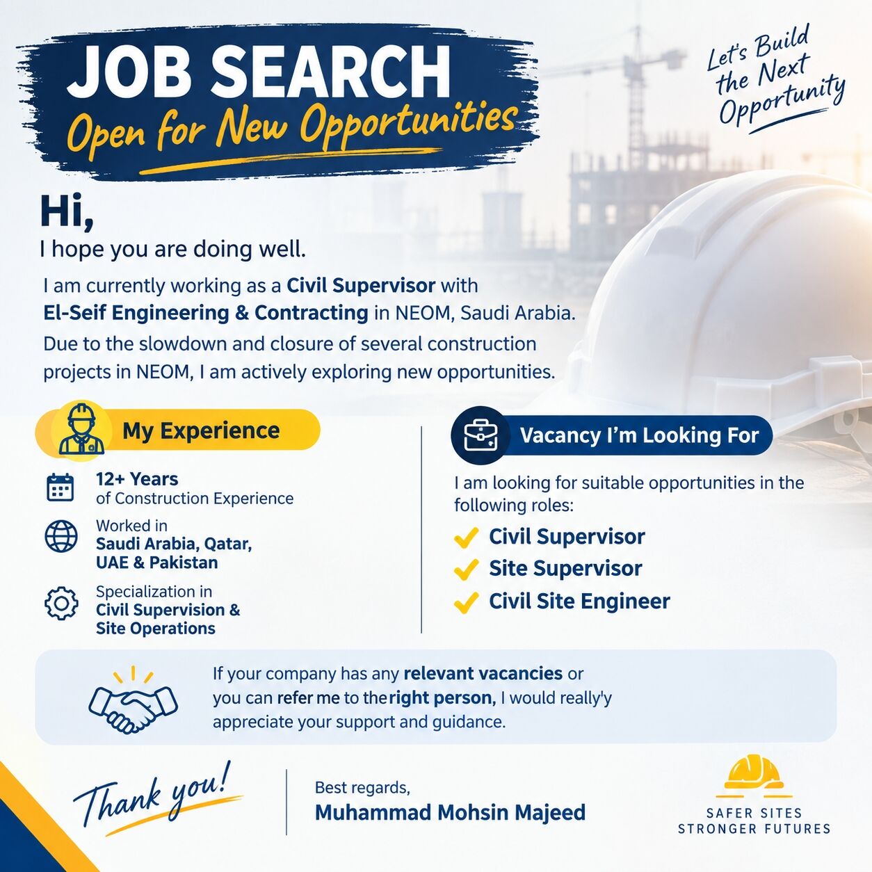 Riyadh, Job Seekers, Civil Supervisor / Site Supervisor / Civil Technician/