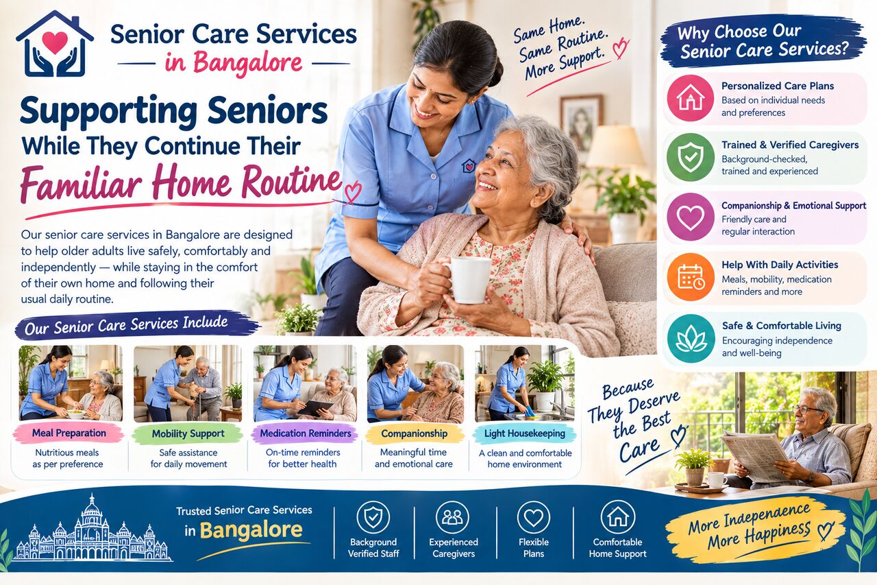 Bangalore, Cleaning, Supporting Seniors While They Continue Their Familiar Home Routine