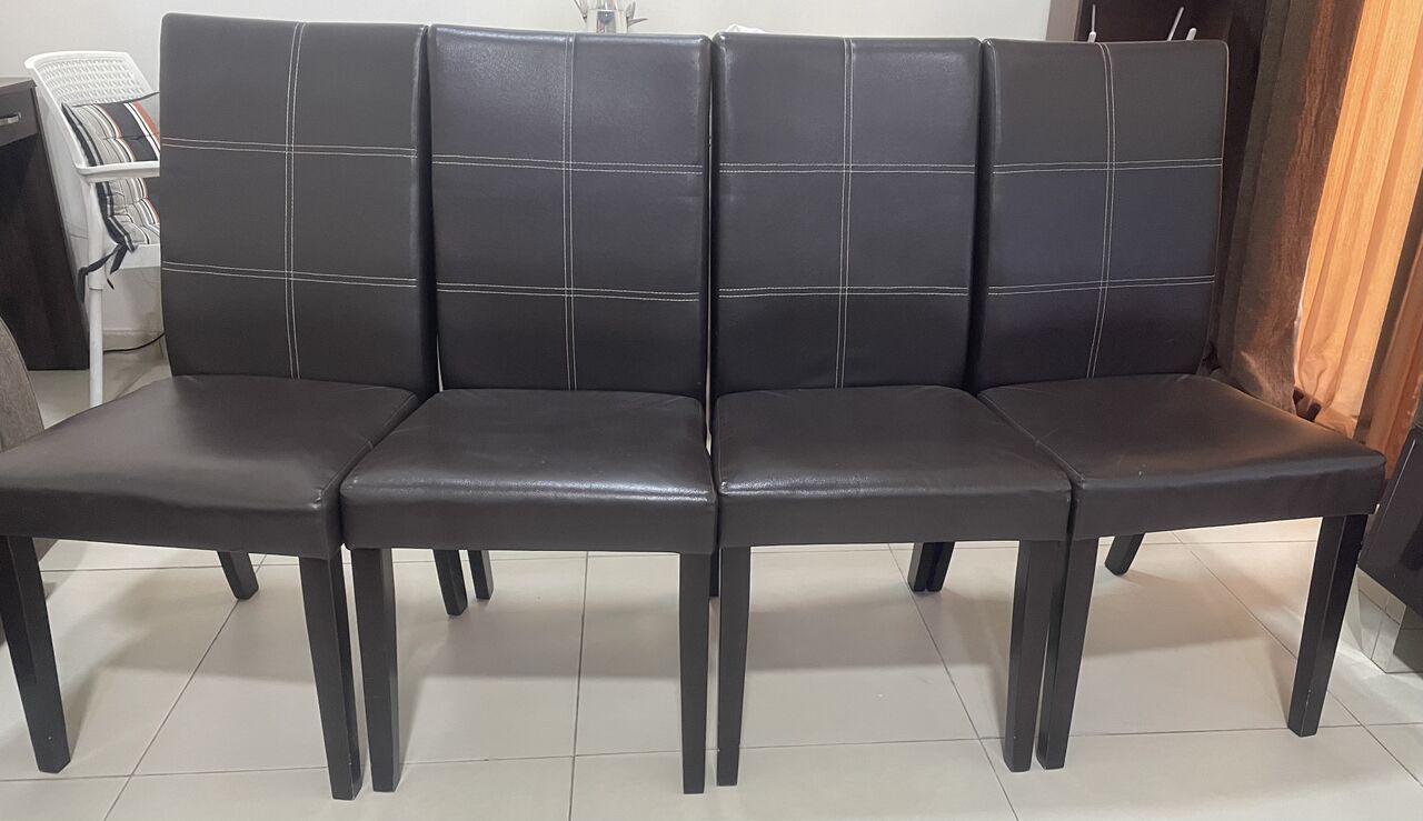 Jubail, Furniture, SAR 175,  4 Dining Chairs Leather Finish Stylish