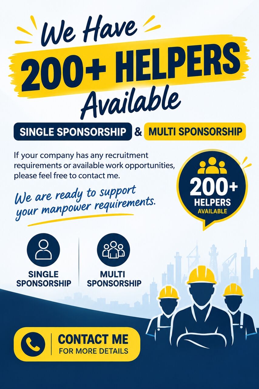 Jubail, Job Seekers, We Have 200+ Helpers Available Under Both Single Sponsorship And Multiple Sponsorship.
