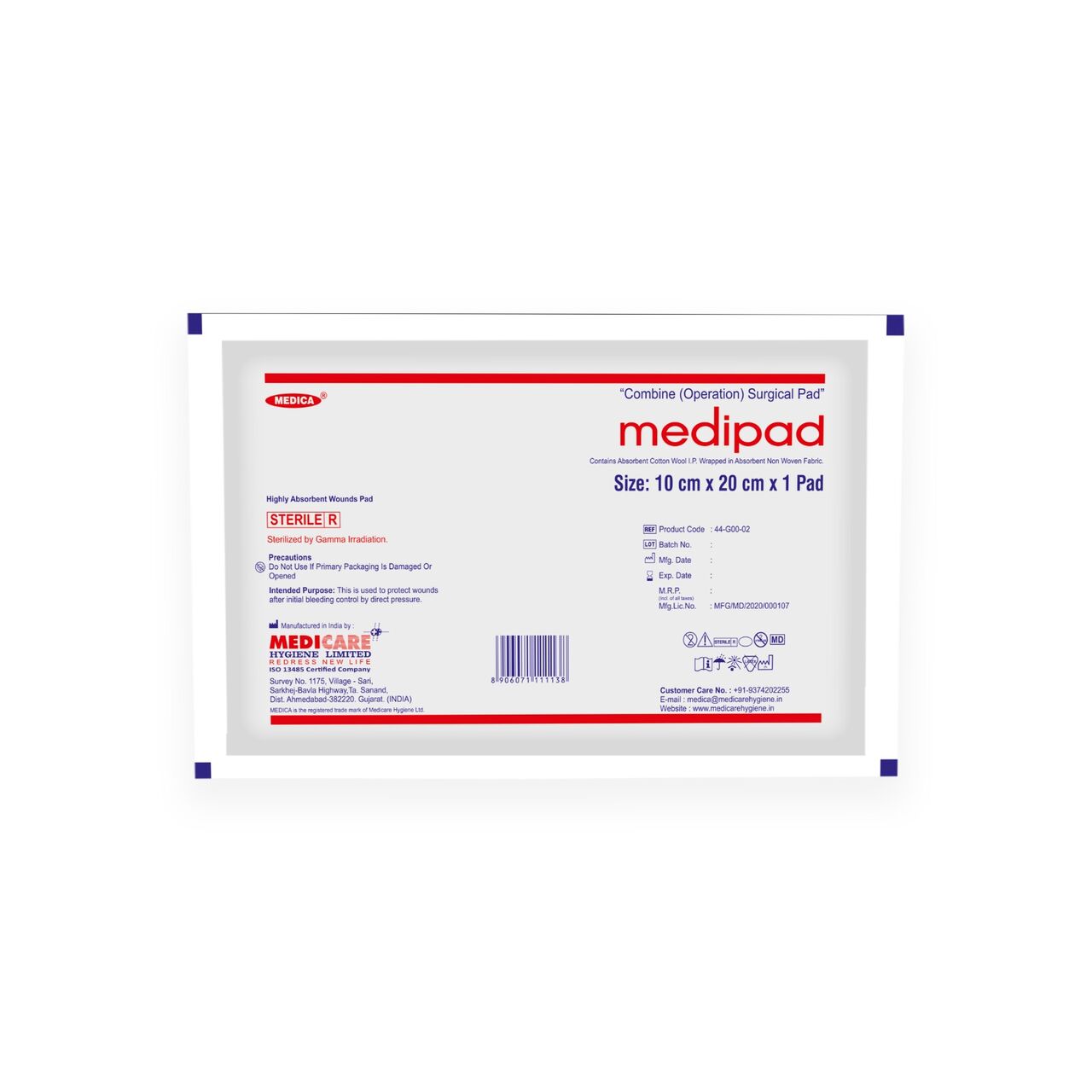 Dublin, Wholesale Products, Gamma Sterile Operation Dressing Pad Manufacturer & Exporter &ndash; Medicare Hygiene Limited