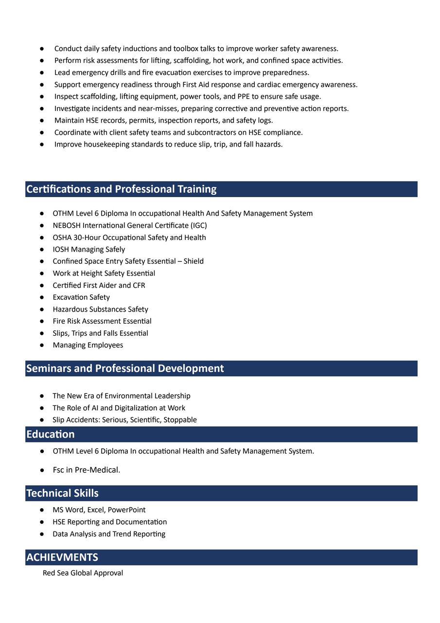 Riyadh, Job Seekers, HSE SUPERVISOR / Officer