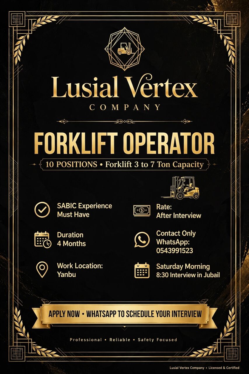 Jubail, Jobs, Need Forklift Operator