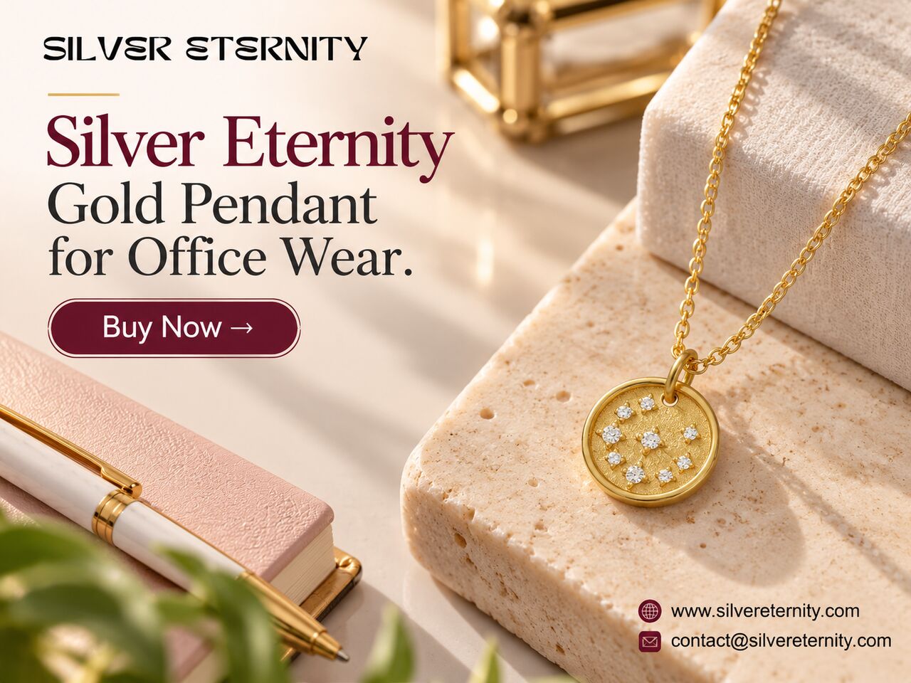 Jaipur, Jewelry, INR 5300,  Buy Now Silver Eternity Gold Pendant For Office Wear