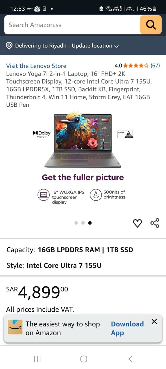 Hara, Computers, SAR 4250,  Lenovo Yoga 7i 2 In 1 Laptop 16"