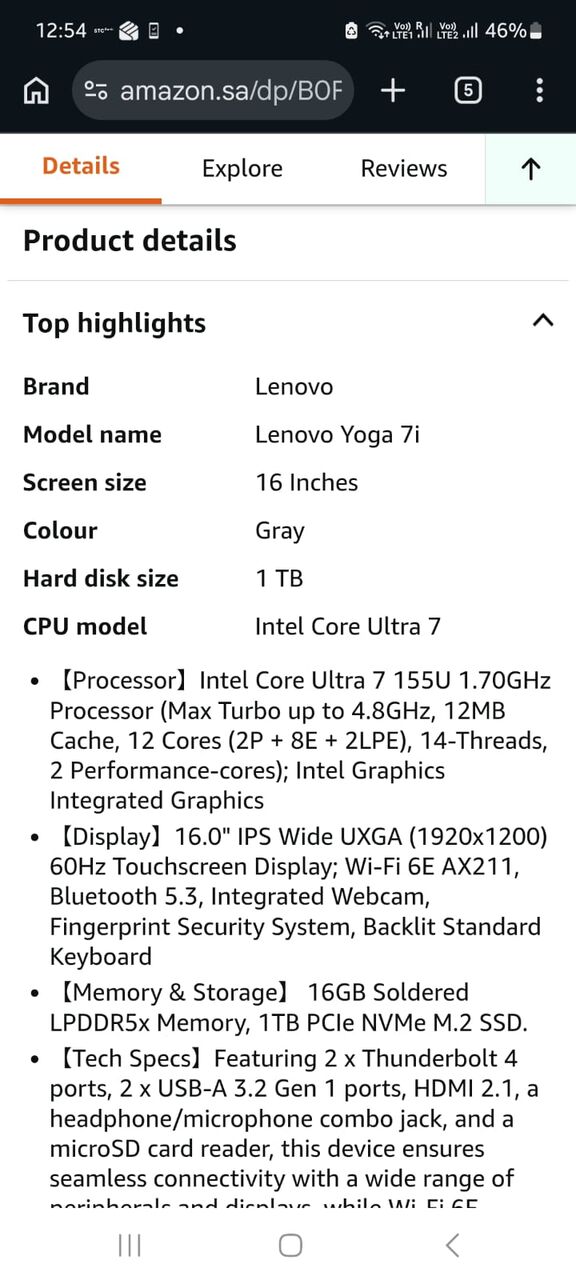 Hara, Computers, SAR 4250,  Lenovo Yoga 7i 2 In 1 Laptop 16"