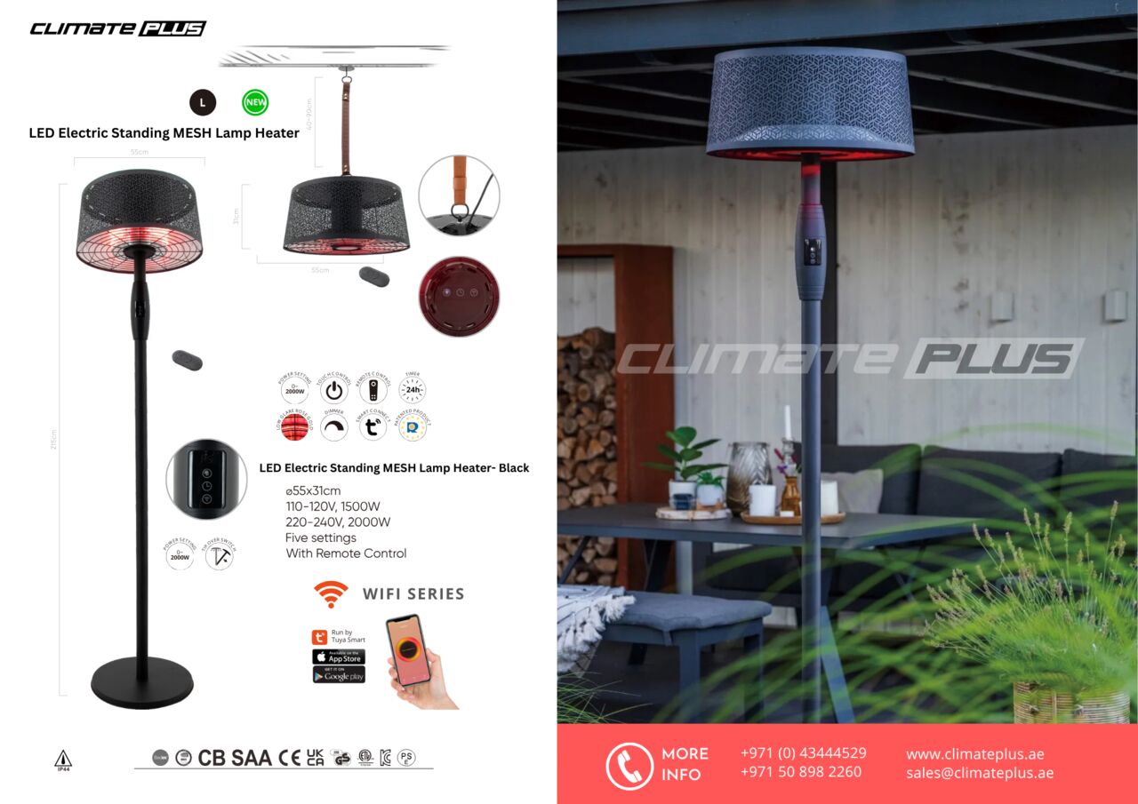 Dubai, Electronics, AED 1199,  LED Standing MESH Black Electric Patio Heater