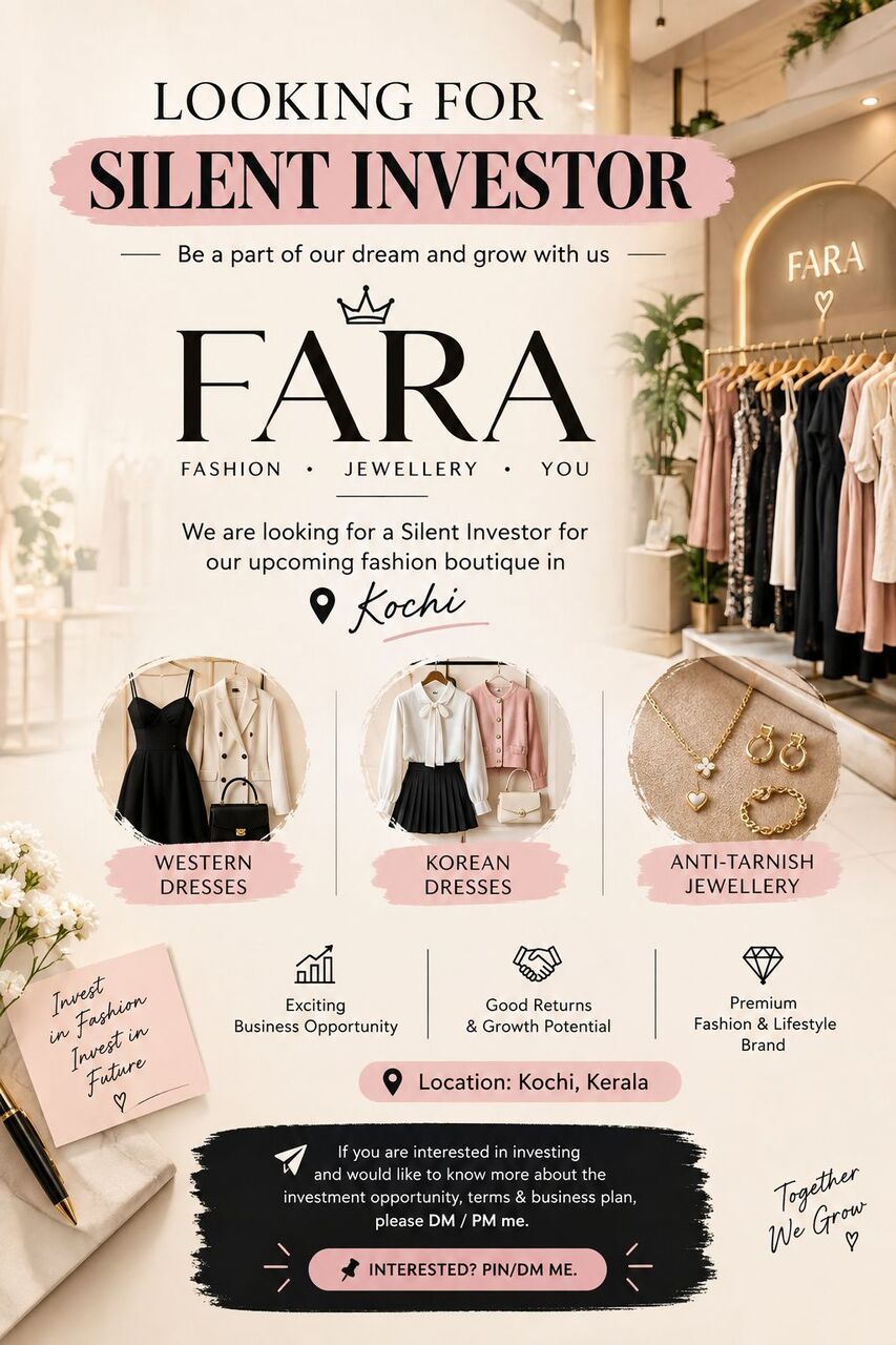 Kochi, Business Partners, I Am Looking For Silent Investor For My Shop