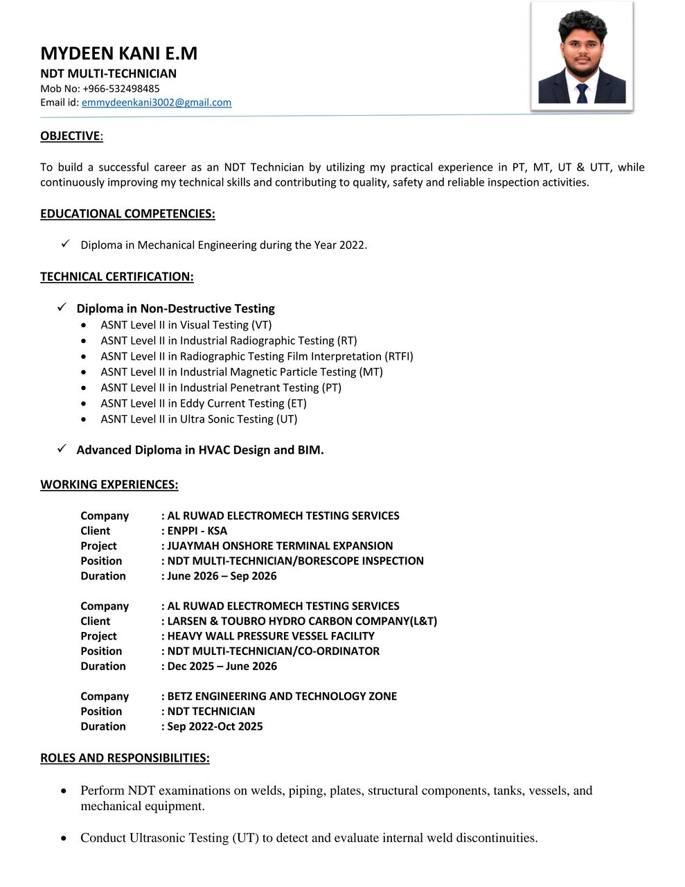 Dammam, Job Seekers, NDT TECHNICIAN