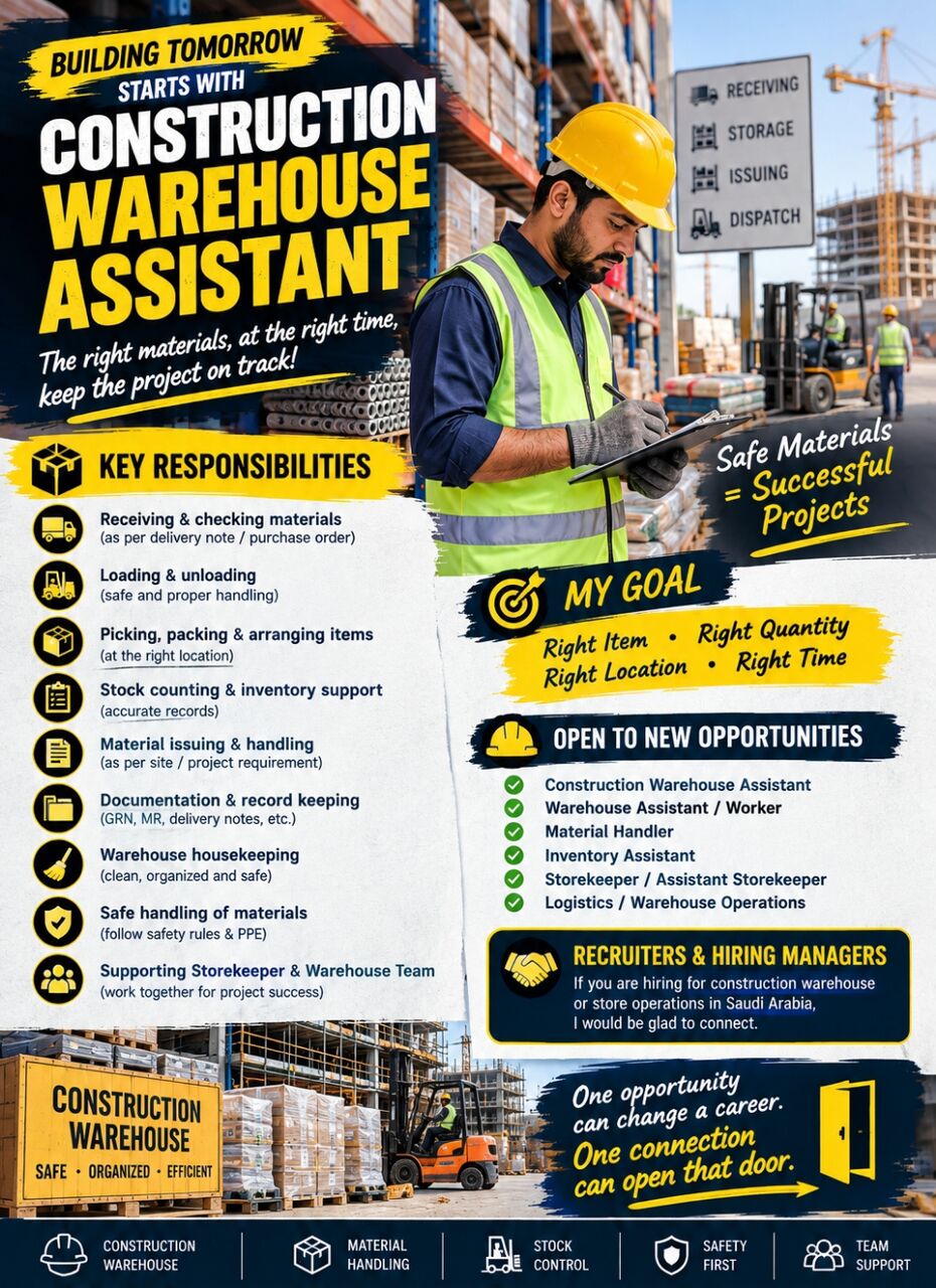 Riyadh, Job Seekers, WAREHOUSE ASSISTANT