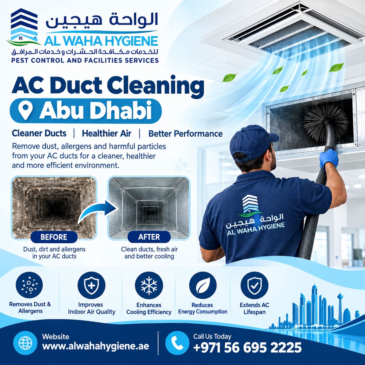 Abu Dhabi, Pest Control, Need Professional AC Duct Cleaning In Abu Dhabi? Contact Al Waha Hygiene At +971 56 695 22