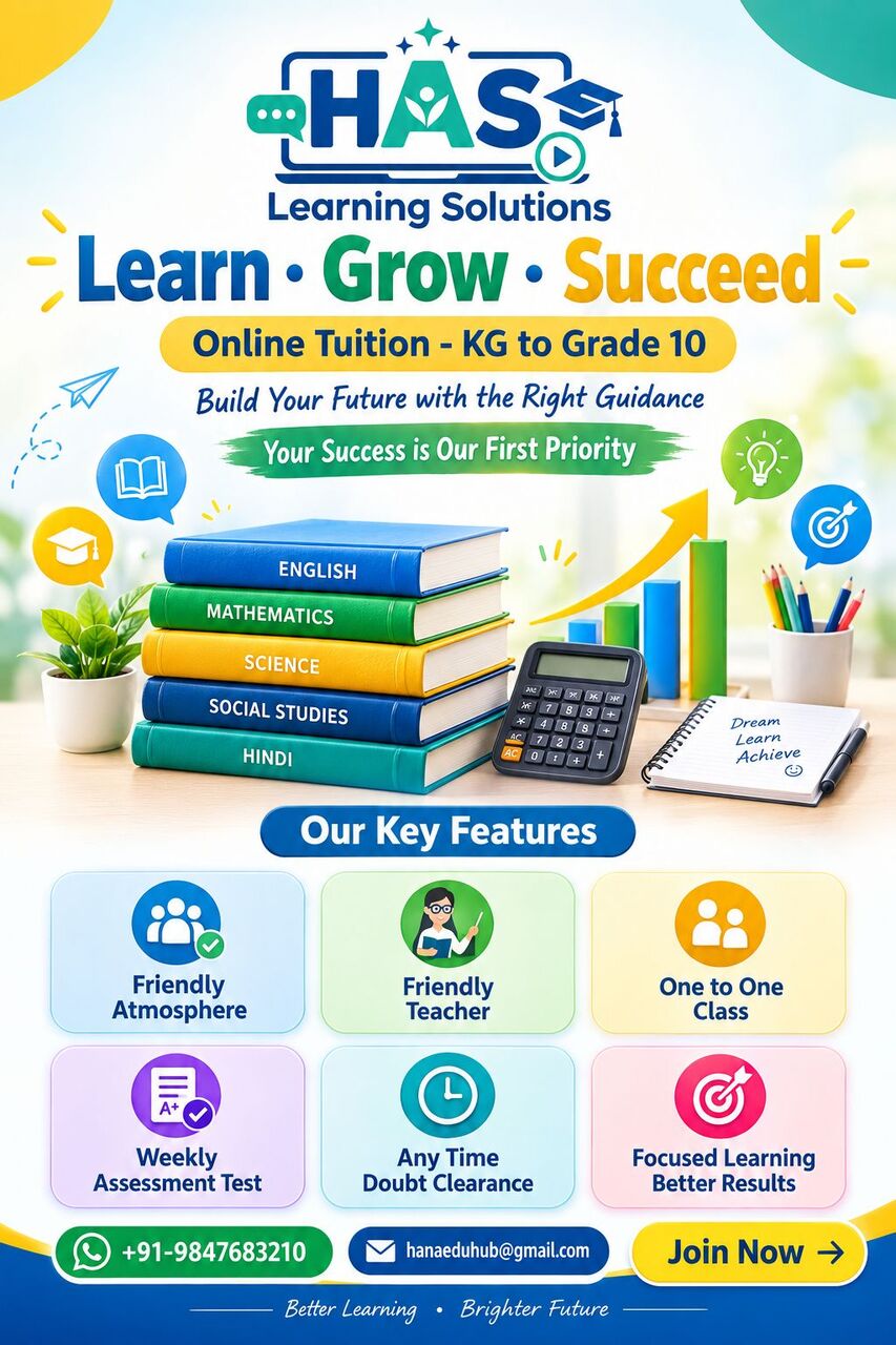 Dammam, Lessons Offered, Online Tuition - KG To Grade 10