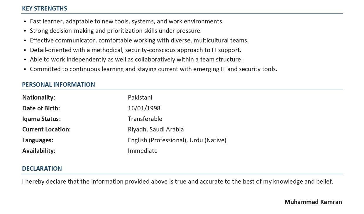 Riyadh, Job Seekers, IT Support / Desktop Support / Cybersecurity Professional Seeking Job &ndash; Riyadh