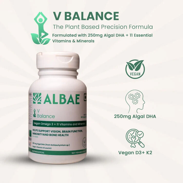 Ahmedabad, Health & Beauty Items, INR 1999,  Vegan Algae DHA, Vitamin D3 & K2 Supplement - V Balance By Albae