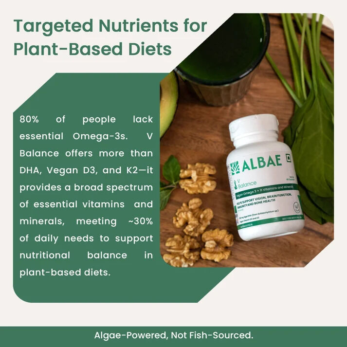 Ahmedabad, Health & Beauty Items, INR 1999,  Vegan Algae DHA, Vitamin D3 & K2 Supplement - V Balance By Albae