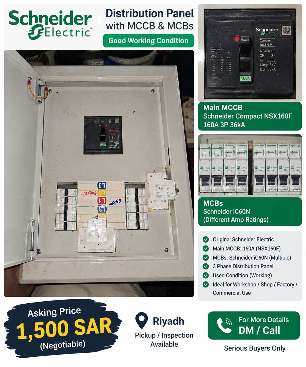 Al Shemaysi, Electronics, SAR 1500,  Schneider Electric 160A Distribution Panel &ndash; MCCB + MCBs | Riyadh