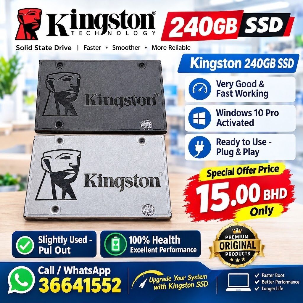 Isa Town, Computers, BHD 15,  Kingston 240GB SSD Windows 10 Pro Ready Very Fast Working Call / WhatsApp 36641552