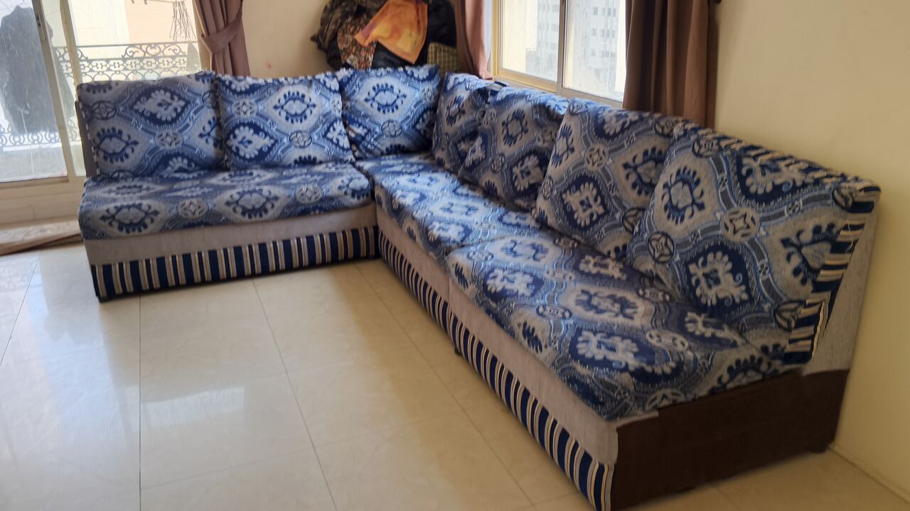 Hoora, Furniture, BHD 45,  L-Shape Sofa Set - Blue And Grey Patterned..36471122