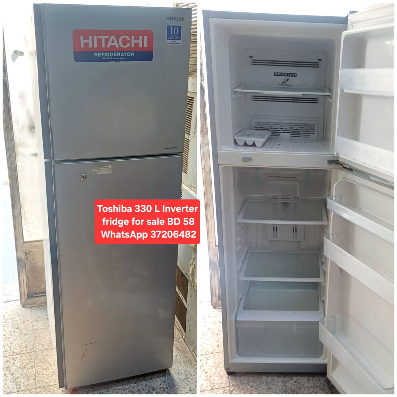 Manama, Appliances, BHD 58,  ✅️ Hitachi 330 L Inverter Fridge For Sale In Good Condition With Delivery