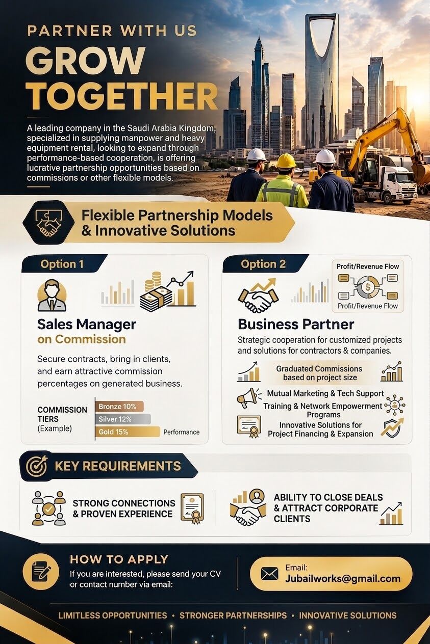 Jubail, Jobs, Sales Manager Or Partner Opportunity (Commission Basis)