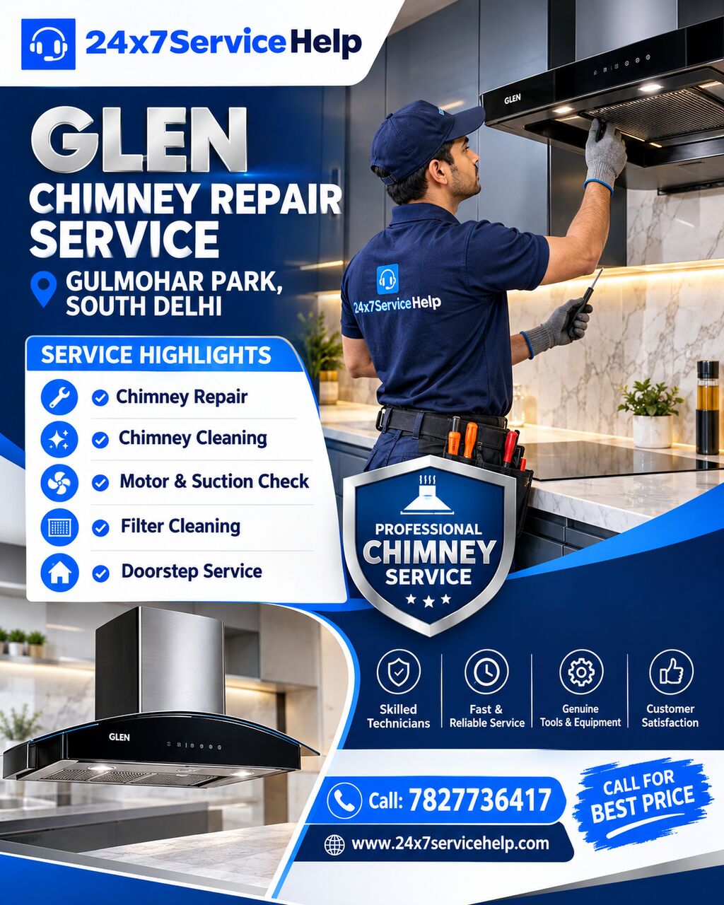 New Delhi, Appliance Repair, Professional Kitchen Care With Glen Chimney Repair Service In Gulmohar Park South Delhi