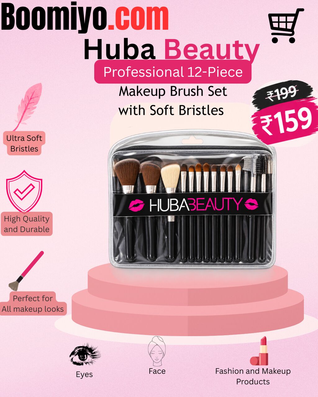 New Delhi, Health & Beauty Items, INR 159,  Professional 12-Piece Makeup Brush Set &ndash; Soft Bristles For Face & Eye Makeup