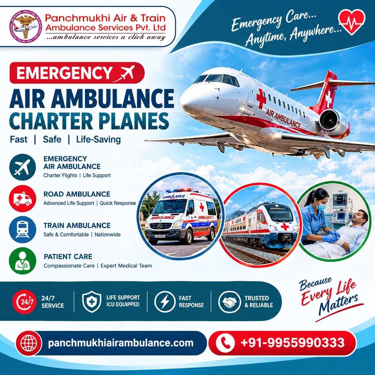 Mumbai, Health, Panchmukhi Air Ambulance In Patna- Bed-to-Bed Patient Transfer