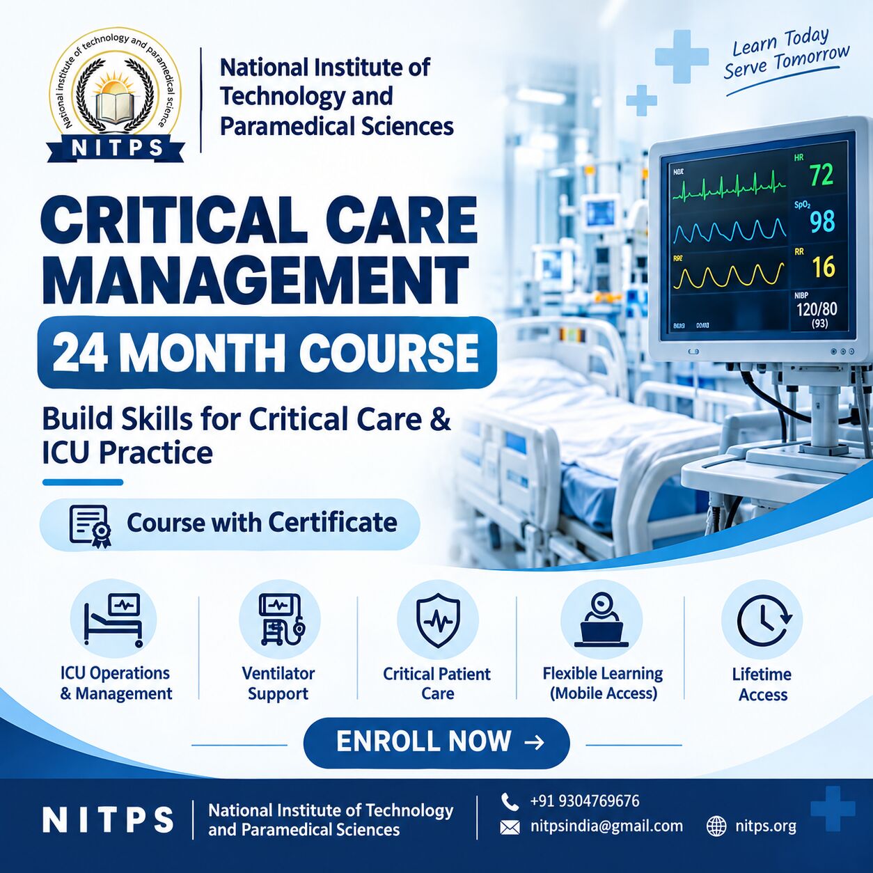 Ghaziabad, Education, Critical Care Management &ndash; 24 Month Certificate Course