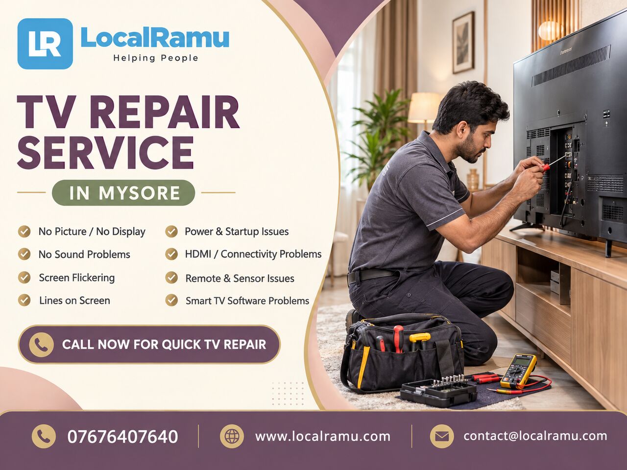 Bangalore, Appliance Repair, Advanced TV Repair In Mysore By LocalRamu Services