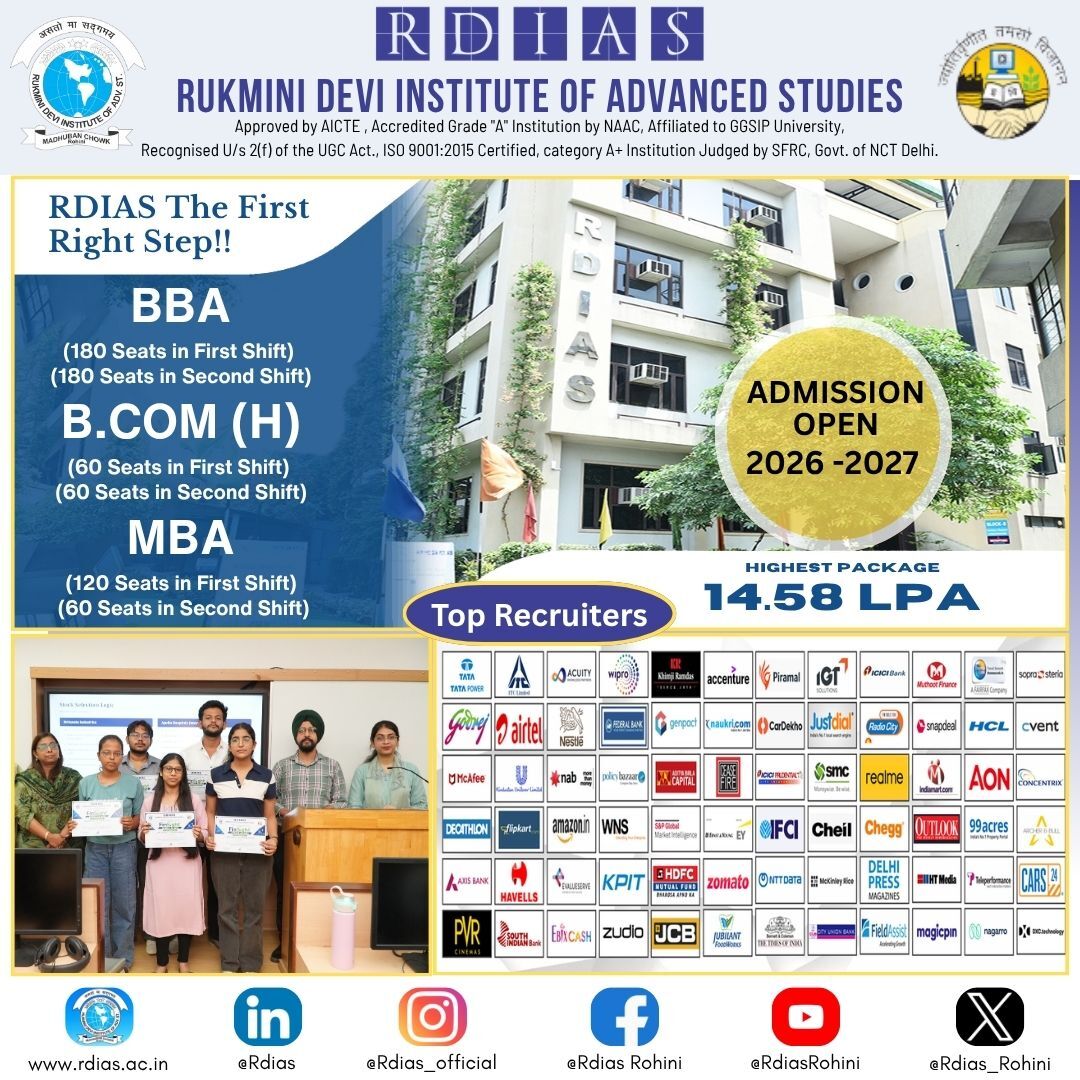 Rohini, Education, GGSIPU-Affiliated BBA Colleges In Pitampura And Rohini - RDIAS