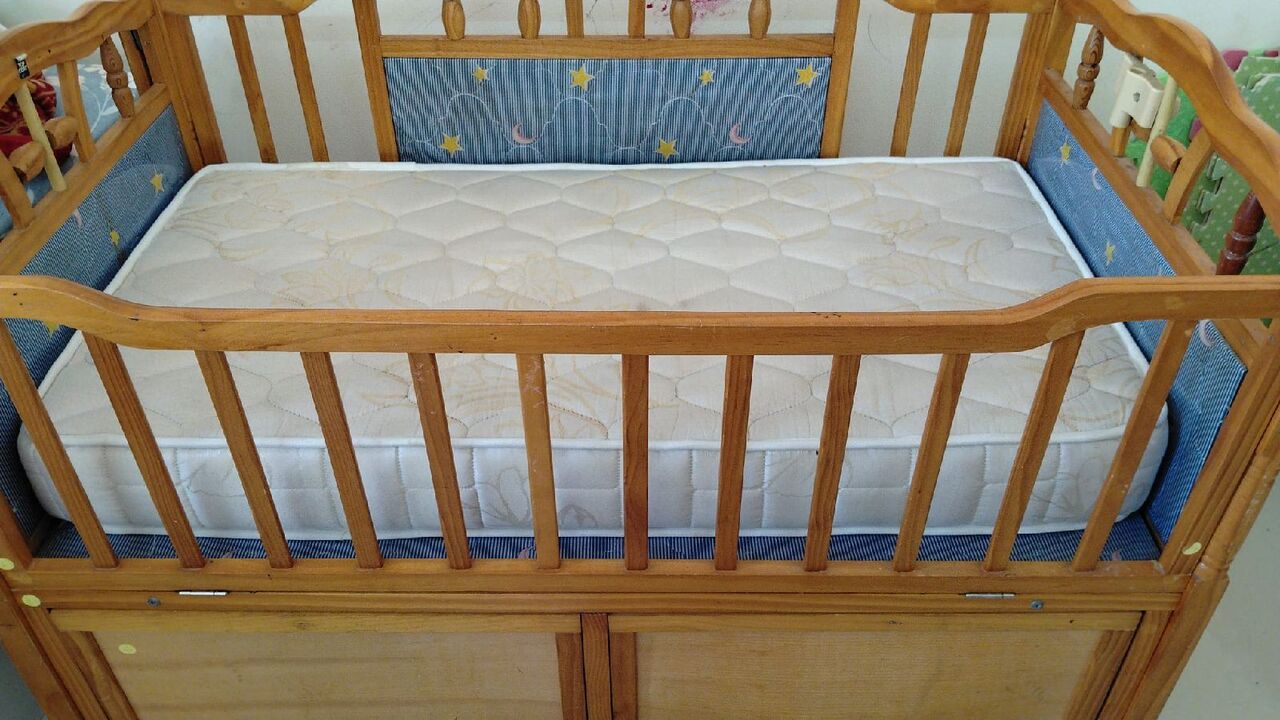 Manama, Baby & Kid Stuff, BHD 20,  Wooden Baby Crib With Mattress & Storage